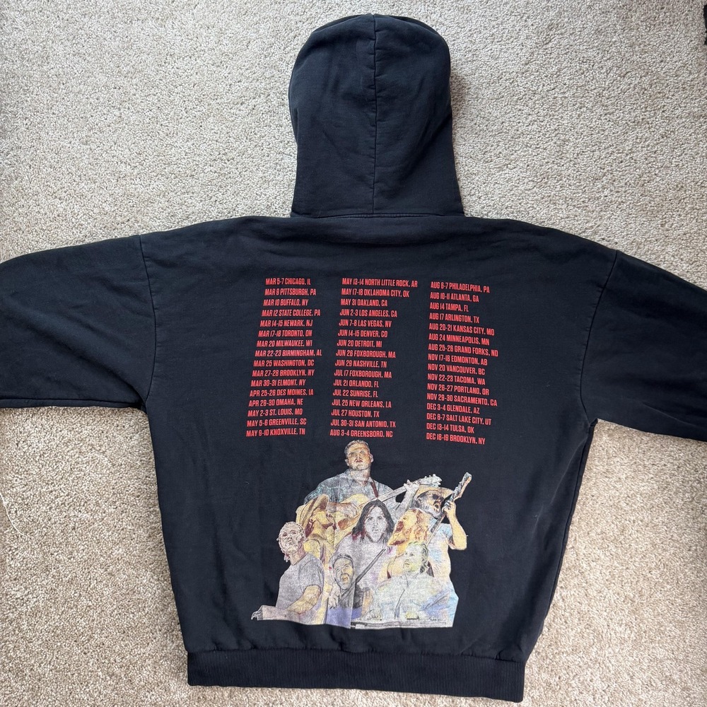Zach Bryan Hoodie Mens Medium Black Fleece Pullover Quittin Time Tour Sweatshirt